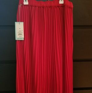 Red Pleated Skirt